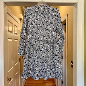 NWOT J.Crew Factory Navy White Floral Mini Shirtdress Shirt Dress Size 4